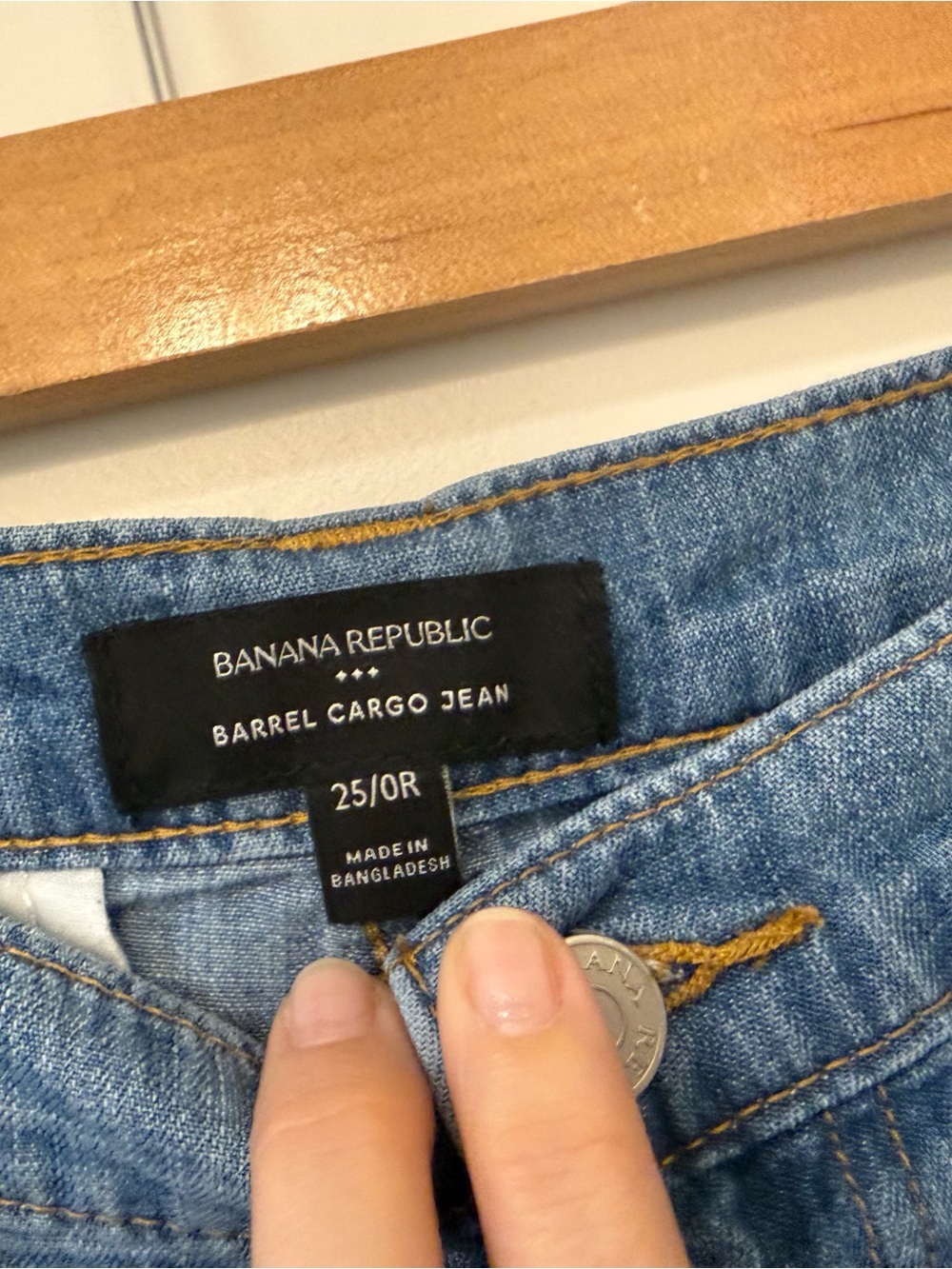 Banana Republic Barrel Cargo Jeans 25 Regular Light Wash Wide Leg Utility Denim - Picture 3 of 8